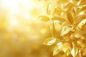 Golden leaves glisten in the sun's warm glow, creating a luxurious, opulent scene.