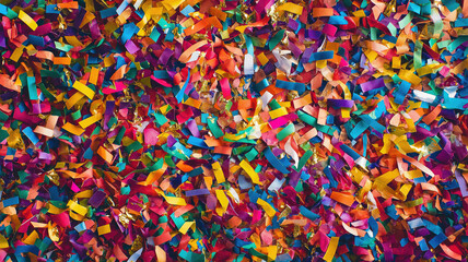 Fototapeta premium Colorful birthday and carnival party confetti background. Generative AI