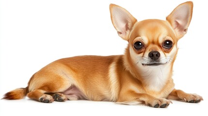 The spunky Chihuahua sits firmly on a clean white backdrop, exuding a mix of sweetness and sass