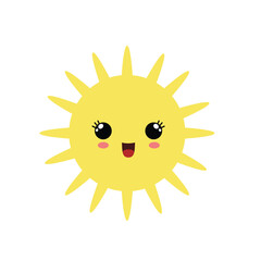Cute sun in kawaii style. Flat vector illustration