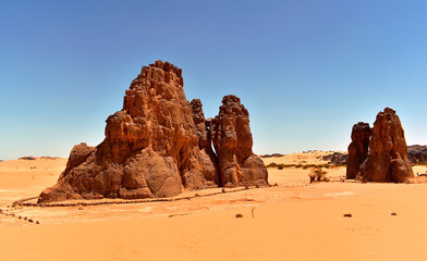 Rock formation at Tegharghart near Djanet, Tassili nAjjer National Park, close-up view, Algeria, Sahara, Africa