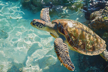 Fototapeta premium sea turtle swimming