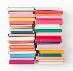 stacks of colorful books or notepads isolated on white background