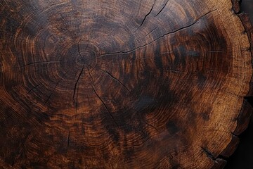 Naklejka premium Dark wood cross-section, rich texture