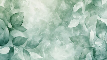Obraz premium Watercolor Painting of Green Leaves and Abstract Background