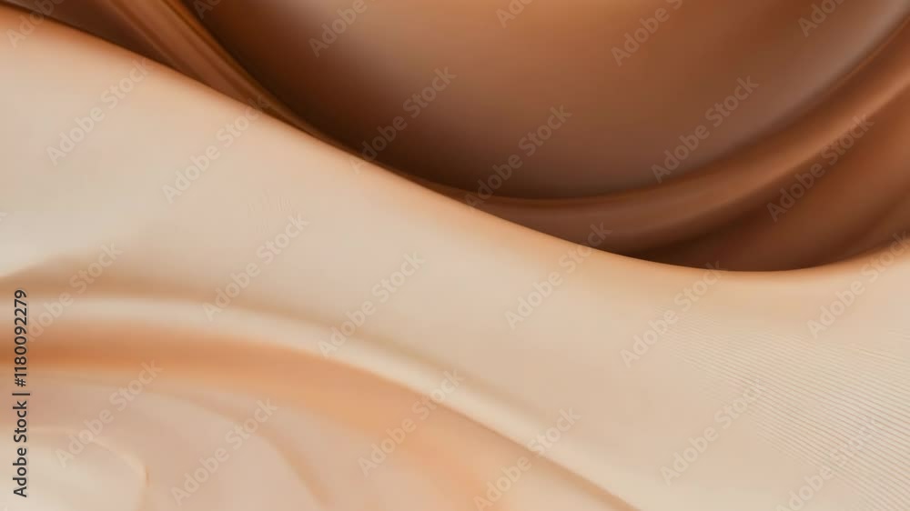 Poster flowing smooth brown fabric texture with soft wave patterns in abstract background