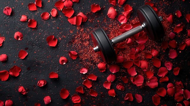 Romantic Valentine's Day banner design for fitness trainer, crossfit, yoga, gym, gift certificates. perfect for cards, posters, social media and promotional events.