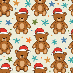 Christmas Teddy Bear Pattern Christmas Background