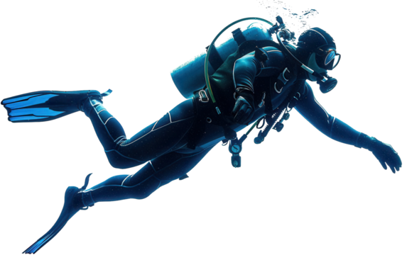 Skilled Diver Midair on a White Surface Isolated on Transparent Background PNG