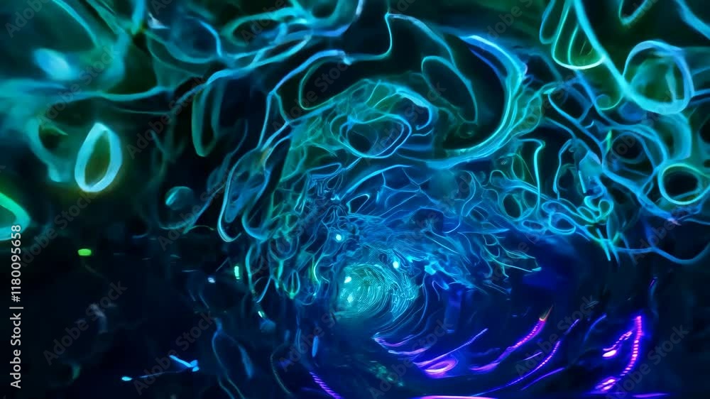 Aufkleber abstract neon tunnel with glowing light patterns in futuristic setting