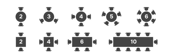 Set of Table Seats. Plan Chairs and Tables. Vector illustration © Tatiana