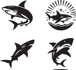 Shark silhouette icon with white background