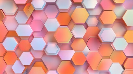 Hexagonal Warm Gradient Background, vibrant red to orange hues, intricate details, perfect for digital designs and presentations