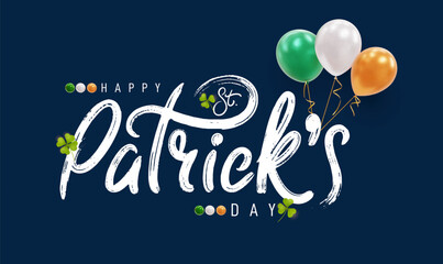 Saint Patricks day shamrock. Hand lettering Saint Patrick's Day greetings card with clover shapes and branches vector. Vector illustration.