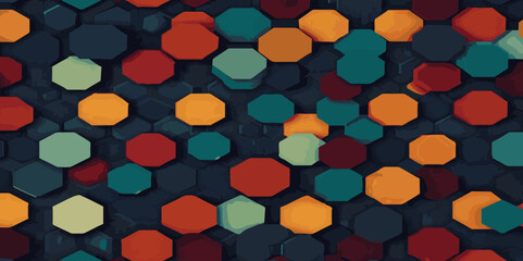 Abstract 3d hexagon gradient colorful with dark and  technology style honeycomb colorful dark background. Vector illustration.