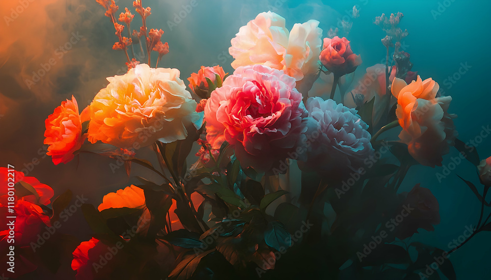 Poster Beautiful flowers created using color filters and soft light  -