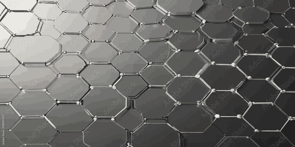 Aufkleber abstract 3d silver hexagon pattern texture honeycomb geometric concept movement illustration renderi