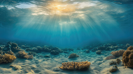 Fototapeta premium Magical fantasy underwater landscape with sea bed