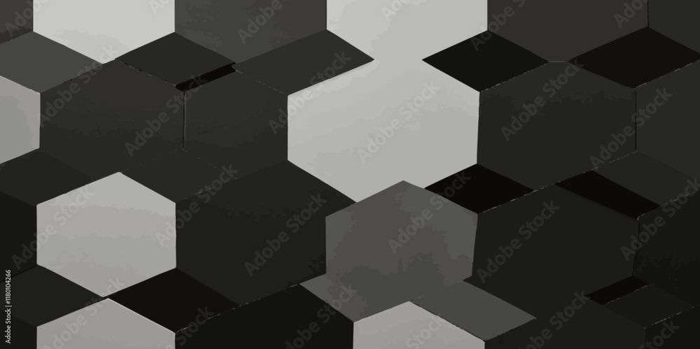 Poster abstract 3d dark hexagonal geometric texture pattern black honeycomb metal hexagon design.
