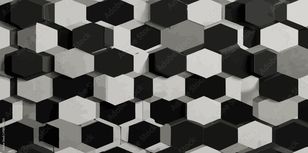 Poster abstract 3d dark hexagonal geometric texture pattern black honeycomb metal hexagon design.