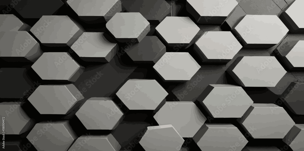 Poster abstract 3d dark hexagonal geometric texture pattern black honeycomb metal hexagon design.