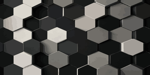 Abstract 3d dark hexagonal geometric texture pattern black honeycomb metal hexagon design.