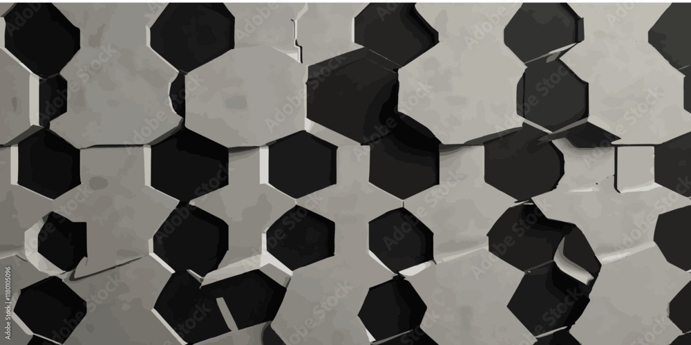 Poster abstract 3d dark hexagonal geometric texture pattern black honeycomb metal hexagon design.