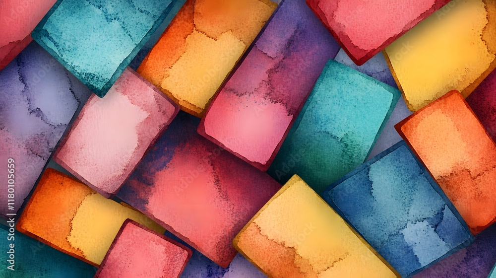 Poster Abstract Watercolor Rectangular Pattern Design