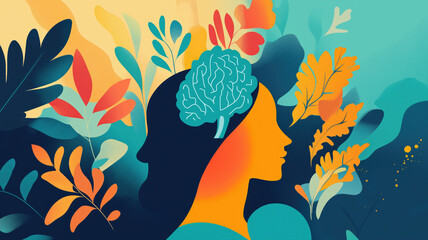 Mental Health Awareness Month. Vector web banner for social media, posters, cards, and flyers. Medical health care design. World Mental Health day is observed every year on October 10.