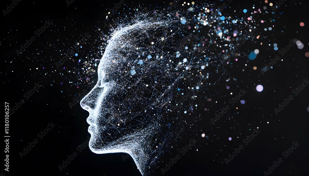 Poster businesses using advanced artificial intelligence and deep learning to analyze data, visually repres