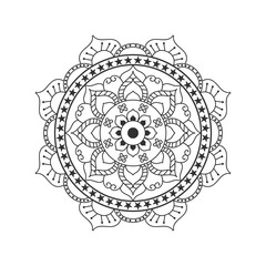 Decorative pattern mandala design. Easy Mandala Black and White Outline. Mandala for Coloring Pages