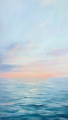 Obraz premium Calm ocean water meeting a pastel-toned sky -