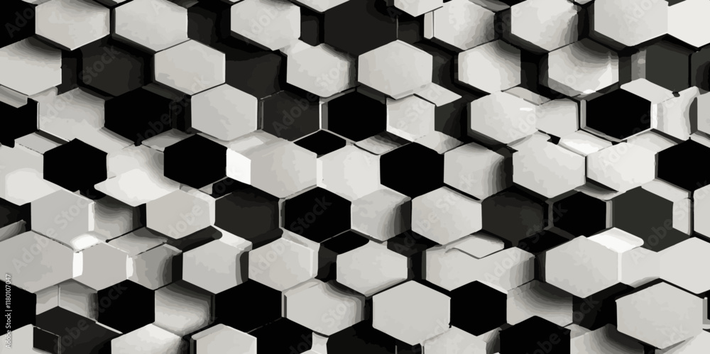 Poster abstract 3d silver hexagon pattern texture honeycomb geometric concept movement illustration renderi