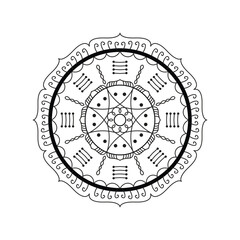 Decorative pattern mandala design. Easy Mandala Black and White Outline. Mandala for Coloring Pages