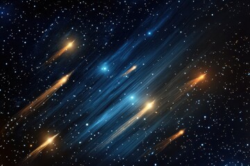 Fototapeta premium Celestial event showcasing bright comets streaking through a starry night sky