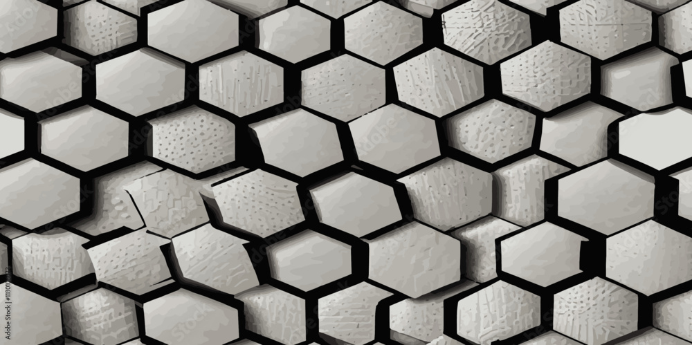 Poster abstract 3d silver hexagon pattern texture honeycomb geometric concept movement illustration renderi