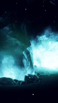 Amazing Blue Ice Cave in the heart of a glacier