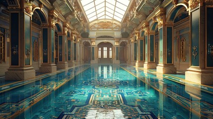 Fototapeta premium Beautiful lavish swimming pool in home 