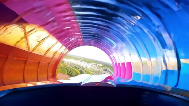 Horizontal video, roller coaster ride, first-person view