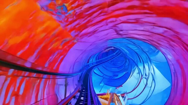 Horizontal video, roller coaster ride, first-person view