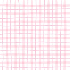 Pink Plaid Gingham Hand Drawn Background Pattern Overlay