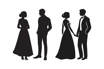 Couple of party art in silhouette vector art 