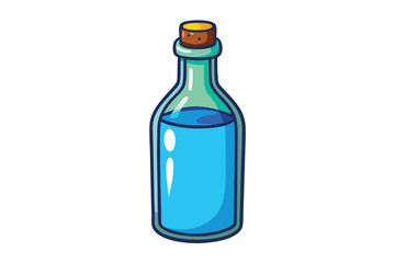 Fun and colorful glass bottle illustration with a cork, dynamic design, and vibrant liquid for creative, fantasy, or product branding