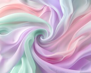 Obraz premium Gentle pastel swirls of lavender, pink, and mint green blending against a solid white backdrop.