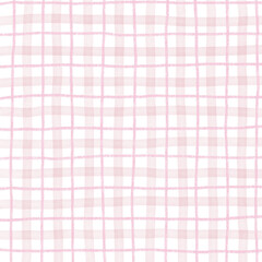 Pink Plaid Gingham Hand Drawn Background Pattern Overlay