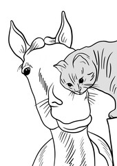 friends cat and horse © Maryna