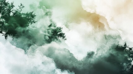 Obraz premium Organic green watercolor gradient, fluid transitions from light to dark, intricate textures evoke nature's essence, harmonious and soothing visual flow