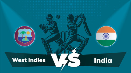 Fototapeta premium West Indies Vs India , India VS West Indies cricket match , Cricket match concept with creative illustration.eps