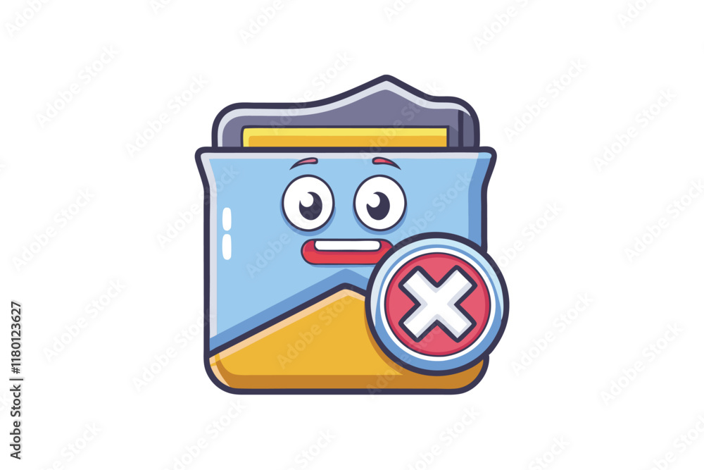 Wall mural editable folder icon with a delete symbol, vibrant and modern vector design for technology and app d