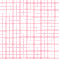 Pink Plaid Gingham Hand Drawn Background Pattern Overlay